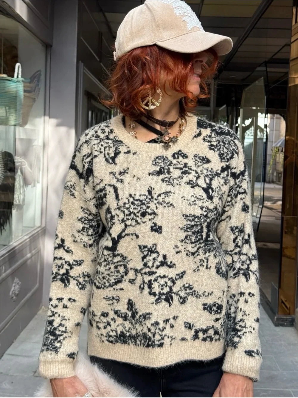 NKN Nekane Lune Floral Jacquard Sweater S/M